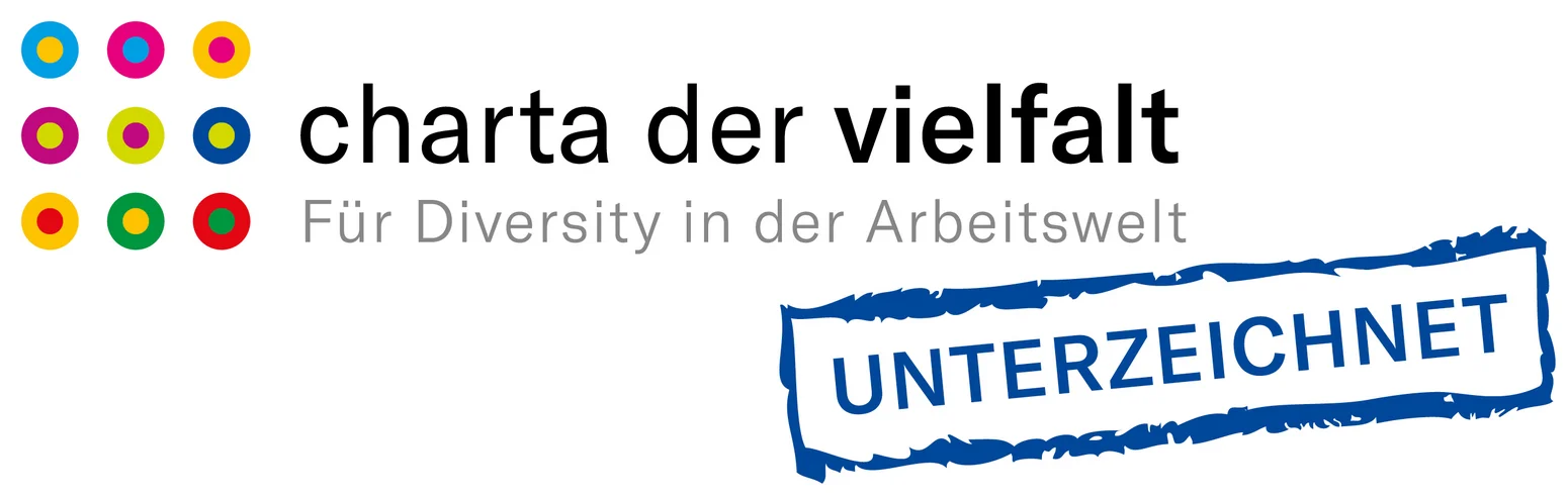 Schriftzug Charta der Vielfalt, nächste Zeile Diversity in der Arbeitswelt