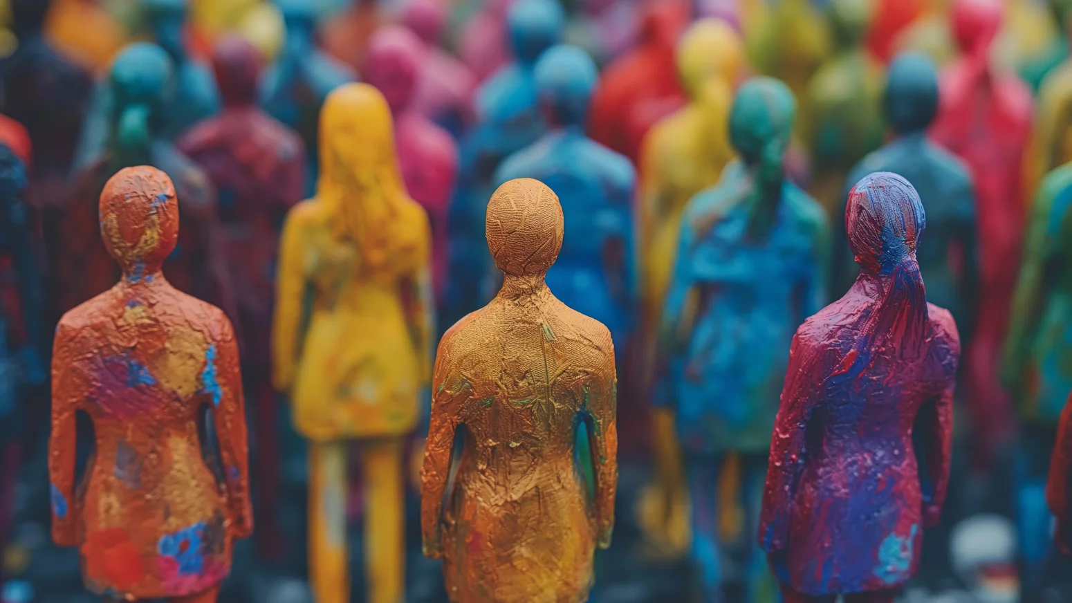 Viele bunte Figuren unterschiedlichen Geschlechts